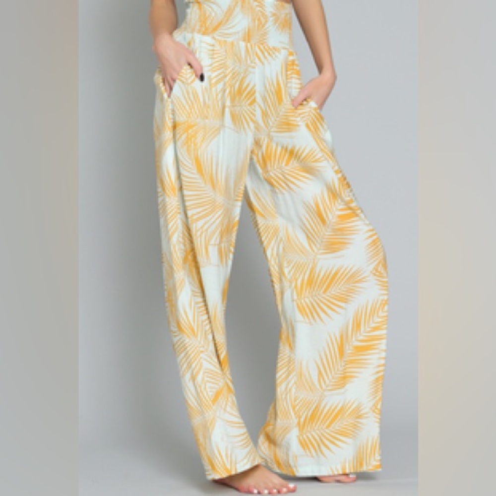 Hawaiian Print Flow Pants Elastic Waist